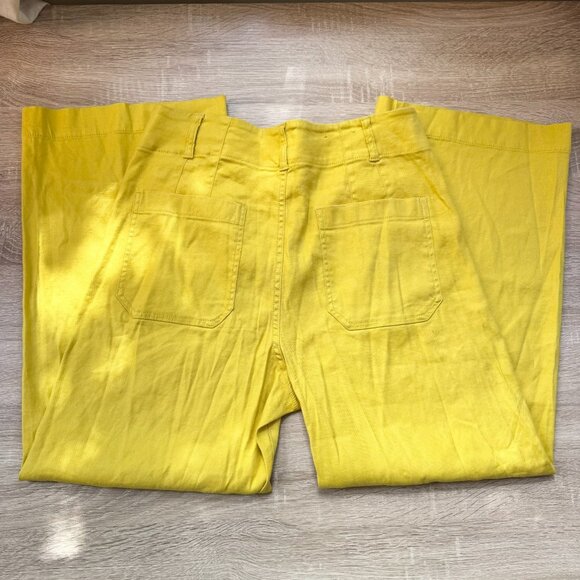 New Anthropologie Colette Linen Crop Wide Leg Pants by Maeve Yellow 29 - Picture 5 of 11